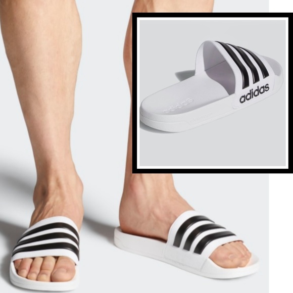 adilette white black